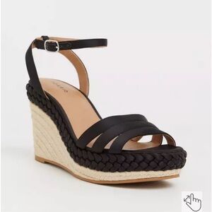 NWT Torrid Black Satin Braid Espadrille Platform size 9W